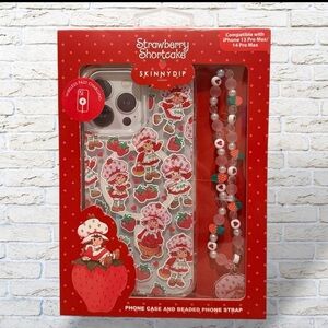 NIB Strawberry Shortcake iPhone Case w Strap by Skinnydip of London - 13 Pro Max